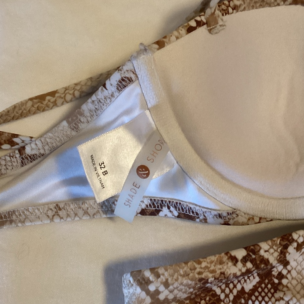 Shade & Shore Brown Snakeskin Print Bikini Top 32B, Bottom Medium - Picture 4 of 5